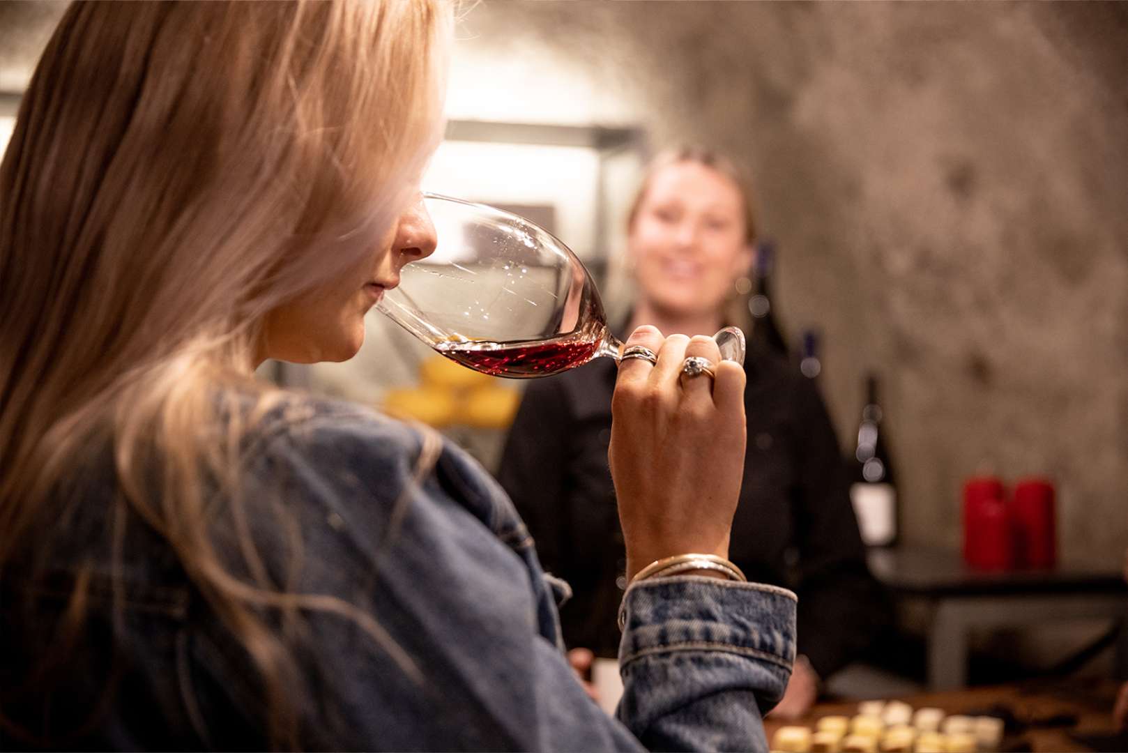 Customer enjoying a wine tasting